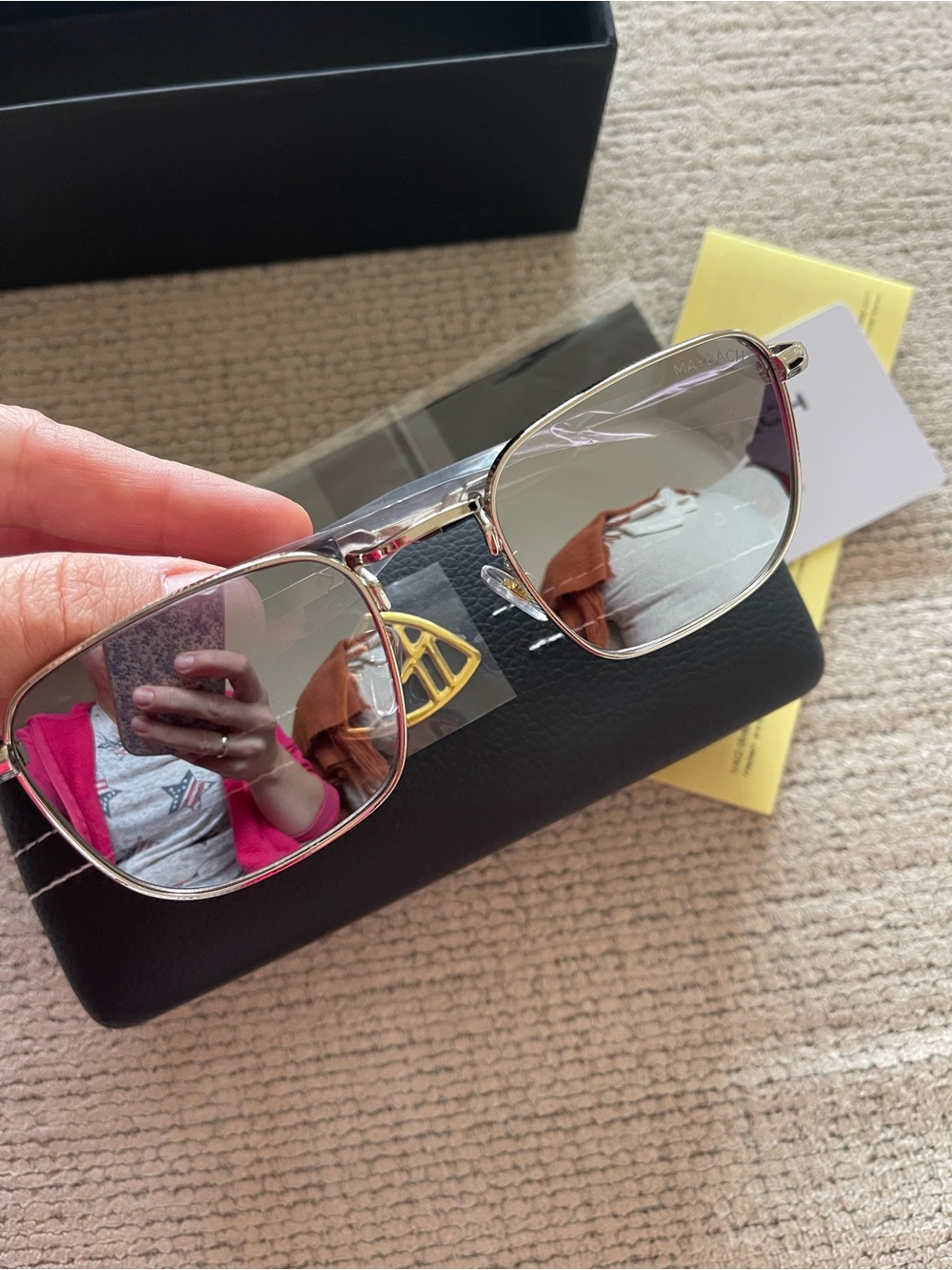 Eyewear Men’s Gold-Trim Black Gradient Sunglasses